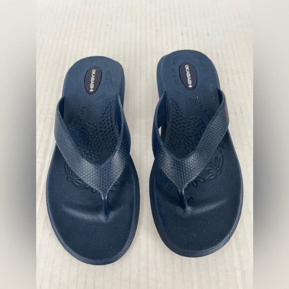 Oka B Okabashi Elle Blue Thong SlipOn Slides Flip Flop Sandal M (7-7.5) - Picture 8 of 10